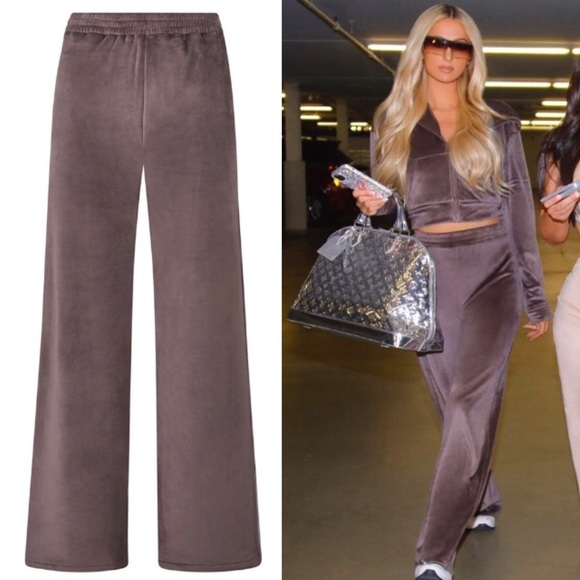 SKIMS Pants - SKIMS Velour Wide Leg Pants L Amethyst NWT